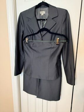 bebe Charcoal Gray Two-Piece Tailored Blazer and Top Set